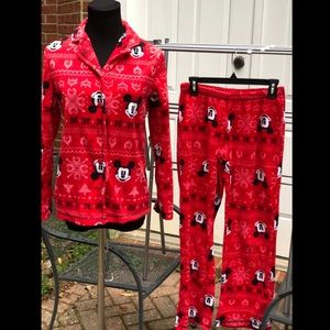 Disney Mickey Mouse Red Fleece Pajama Set